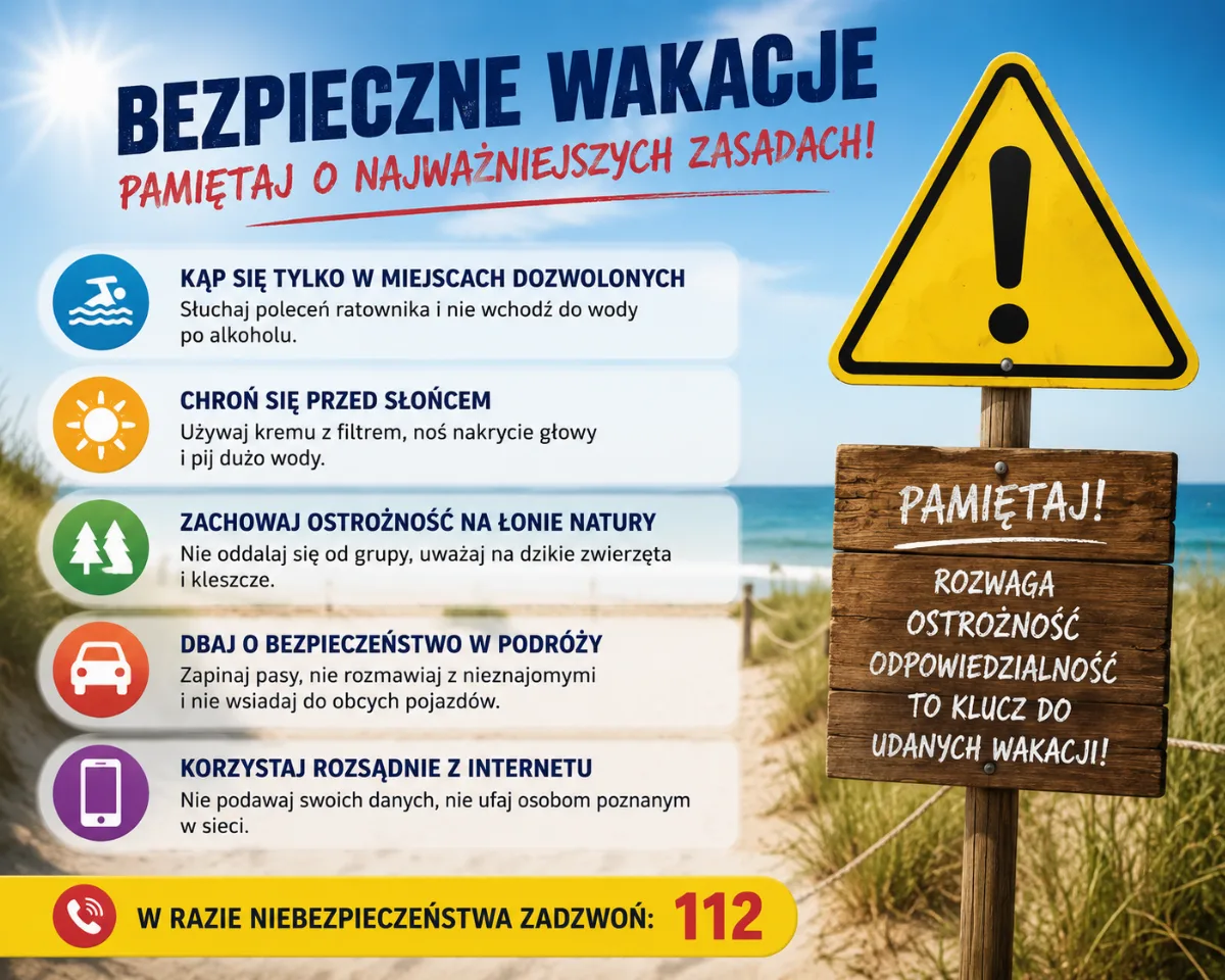 Zasady bezpiecznego wypoczynku podczas wakacji